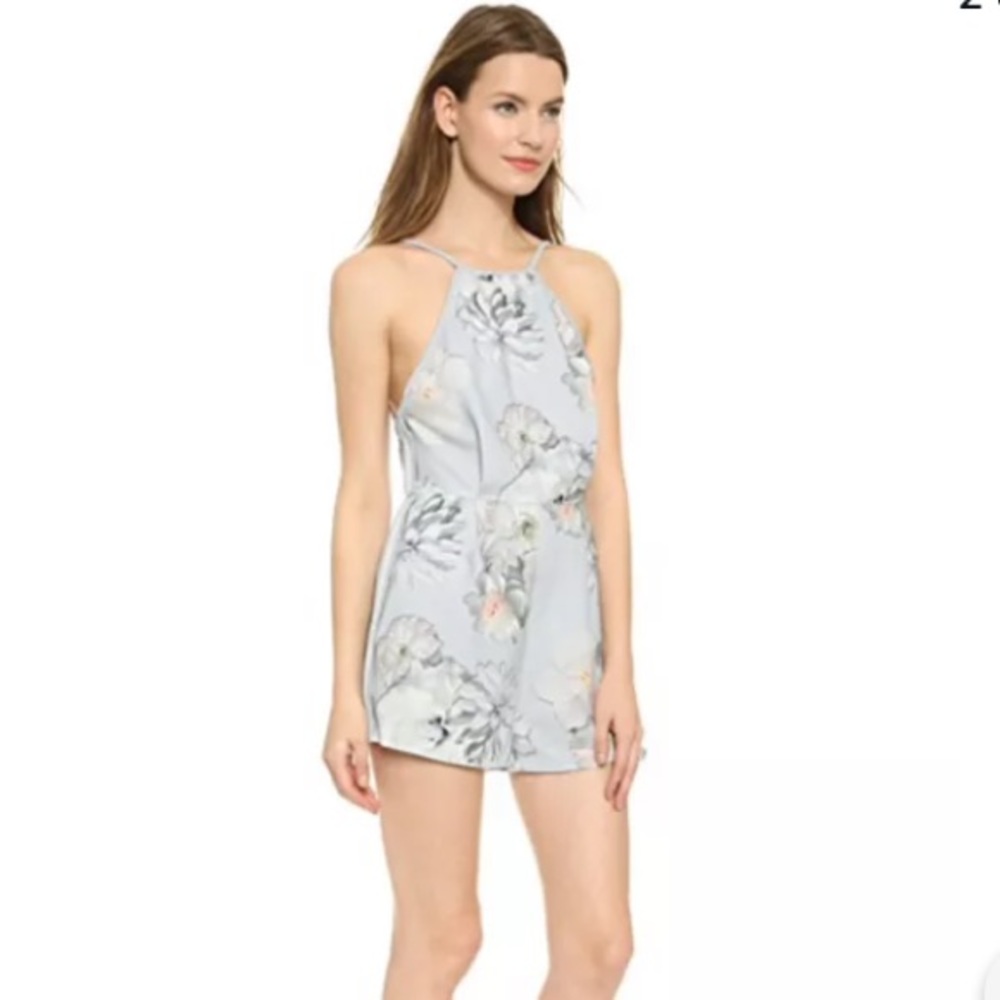 Finders Keepers Check The Rhyme floral print halter Playsuit sz.S